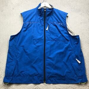 Gap Mesh Lined Technical Vest Jacket Mens Large Sleeveless Full Zip Pockets Blue